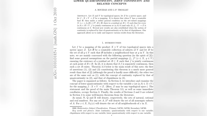 Lower Quasicontinuity, Joint Continuity and Related concepts