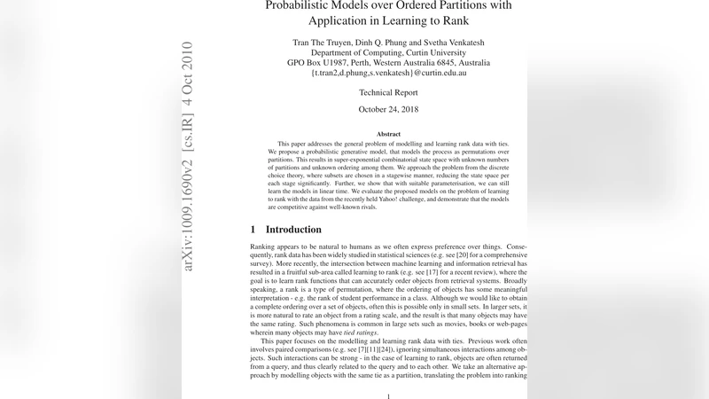 Probabilistic Models over Ordered Partitions with Application in   Learning to Rank