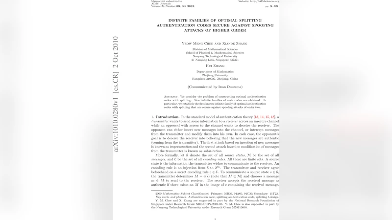 Infinite Families of Optimal Splitting Authentication Codes Secure   Against Spoofing Attacks of Higher Order