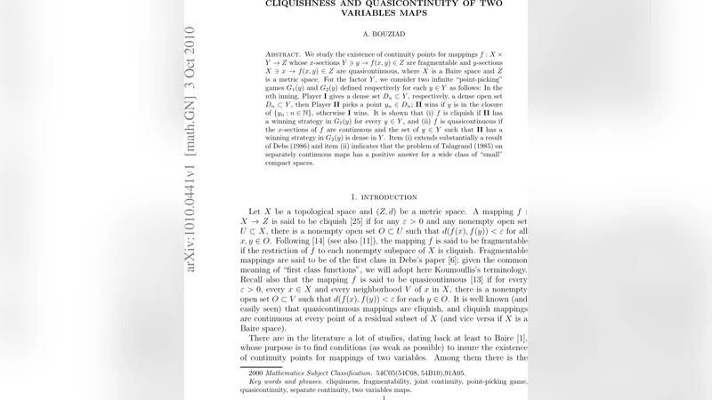 Cliquishness and Quasicontinuity of Two Variables Maps
