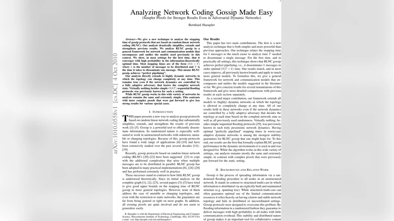 Analyzing Network Coding Gossip Made Easy