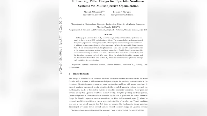 Robust H_infinity Filter Design for Lipschitz Nonlinear Systems via   Multiobjective Optimization