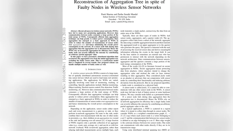 Reconstruction of Aggregation Tree in spite of Faulty Nodes in Wireless   Sensor Networks