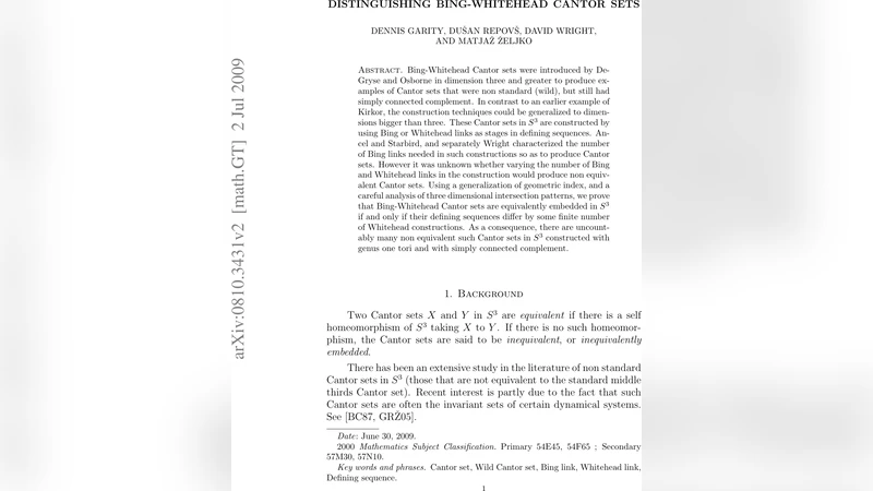 Distinguishing Bing-Whitehead Cantor Sets
