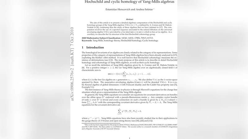 Hochschild and cyclic homology of Yang-Mills algebras