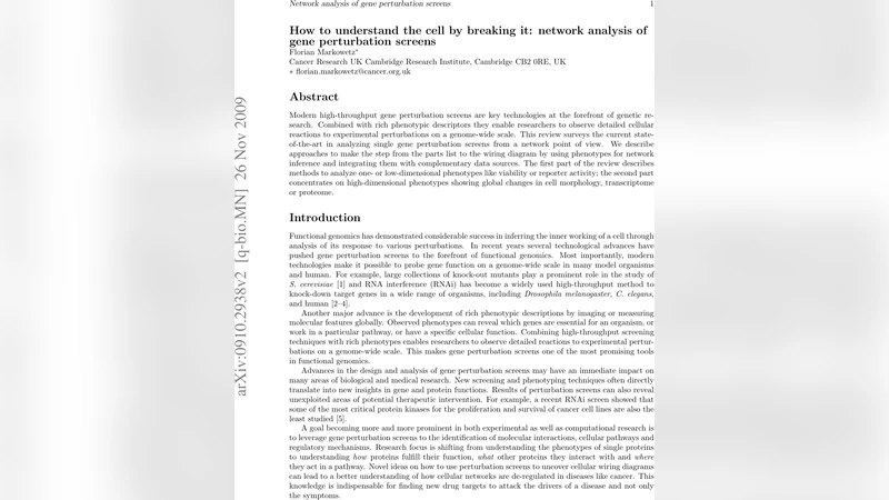 How to understand the cell by breaking it: network analysis of gene   perturbation screens