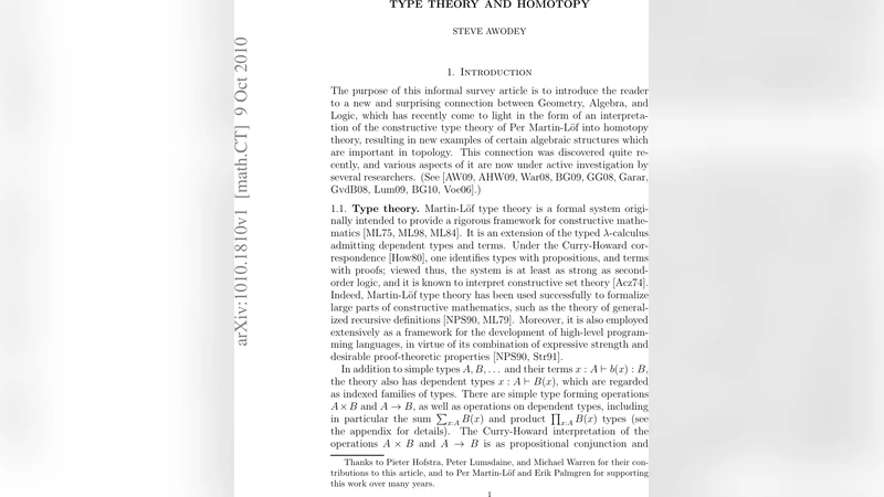 Type theory and homotopy