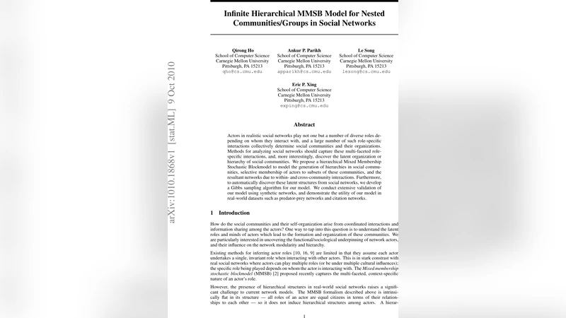 Infinite Hierarchical MMSB Model for Nested Communities/Groups in Social   Networks