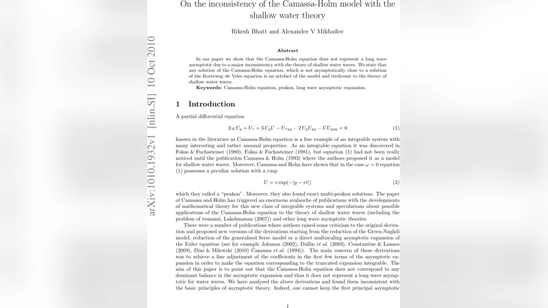 On the inconsistency of the Camassa-Holm model with the shallow water   theory