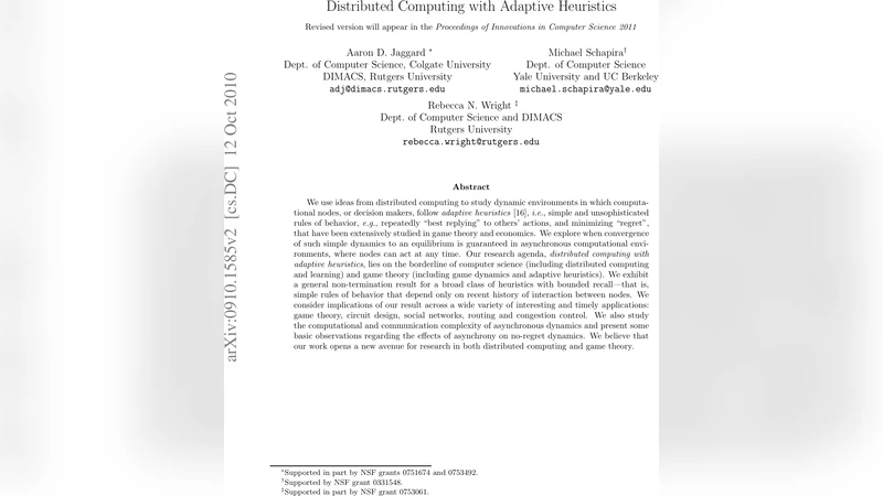 Distributed Computing with Adaptive Heuristics