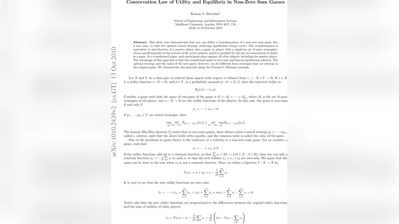Conservation Law of Utility and Equilibria in Non-Zero Sum Games