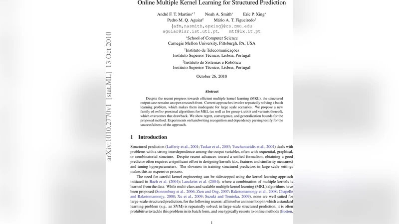 Online Multiple Kernel Learning for Structured Prediction