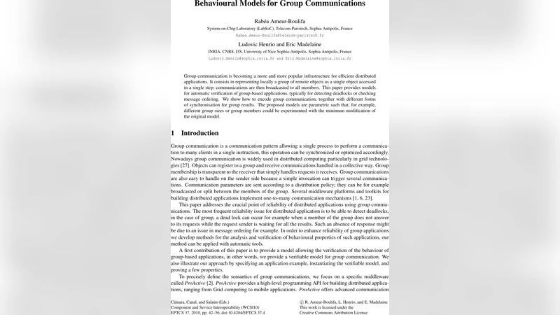 Behavioural Models for Group Communications