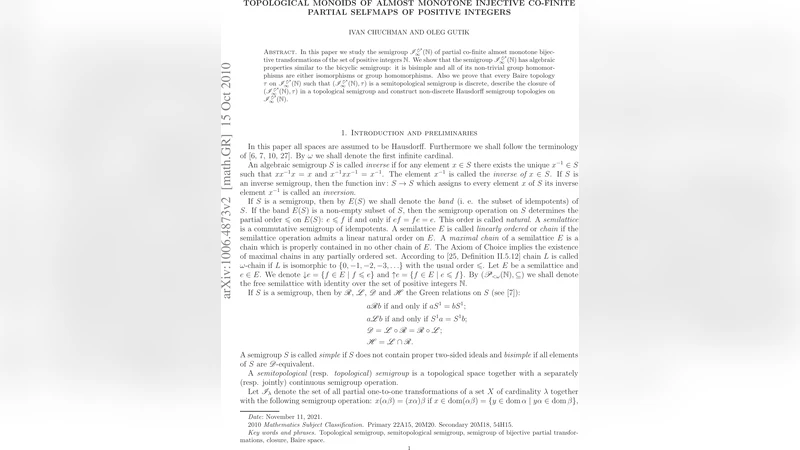 Topological monoids of almost monotone injective co-finite partial   selfmaps of positive integers