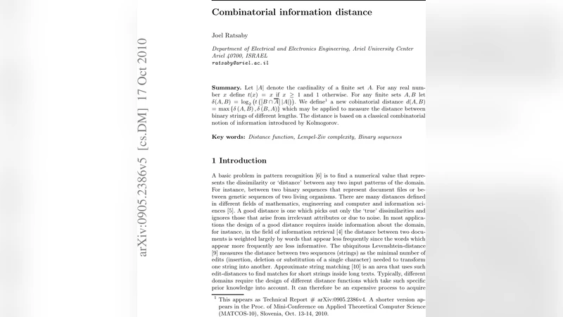 Combinatorial information distance