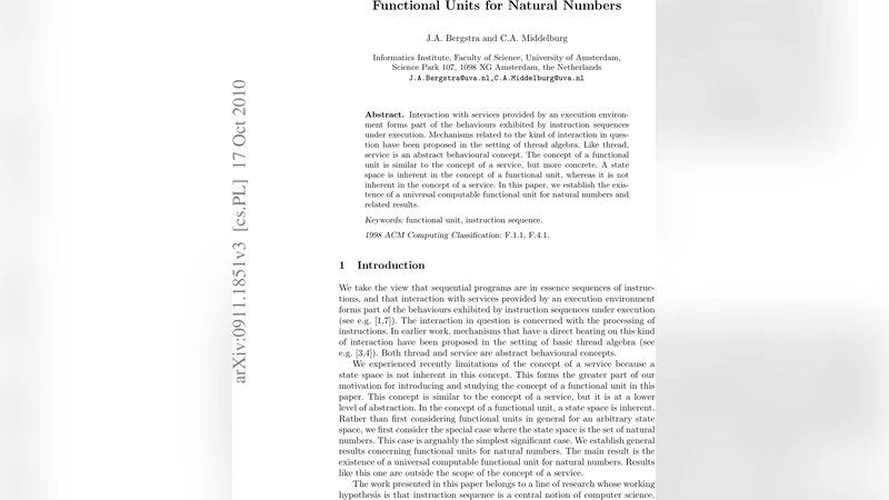 Functional units for natural numbers
