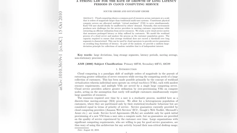 A strong law for the rate of growth of long latency periods in cloud   computing service