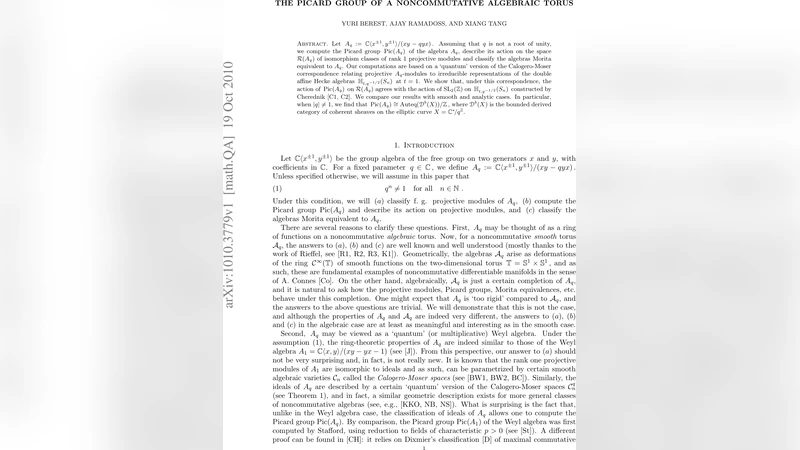 The Picard Group of a Noncommutative Algebraic Torus
