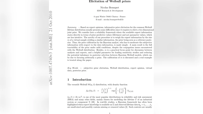 Elicitation of Weibull priors