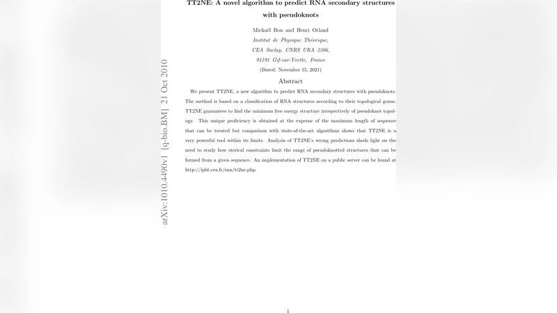 TT2NE: A novel algorithm to predict RNA secondary structures with   pseudoknots