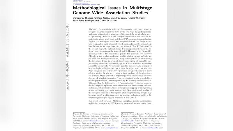 Methodological Issues in Multistage Genome-Wide Association Studies