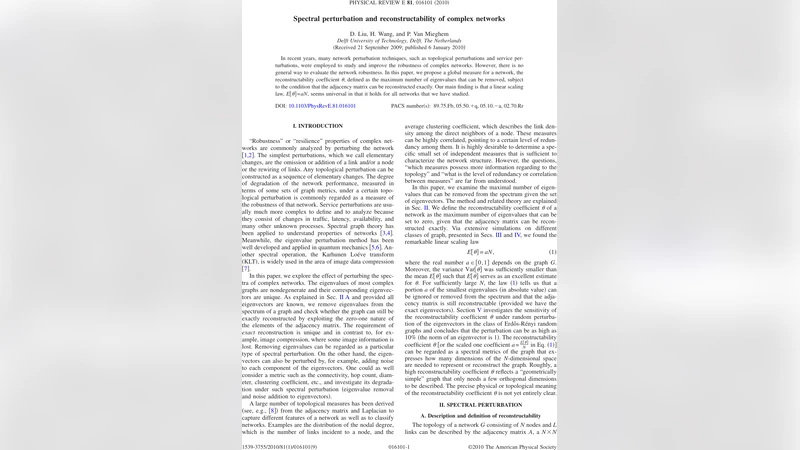 Spectral Perturbation and Reconstructability of Complex Networks