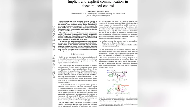 Implicit and explicit communication in decentralized control
