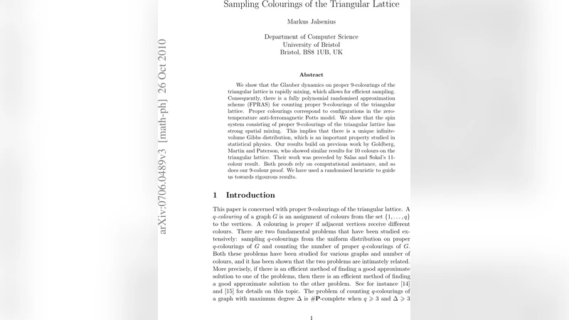 Sampling Colourings of the Triangular Lattice