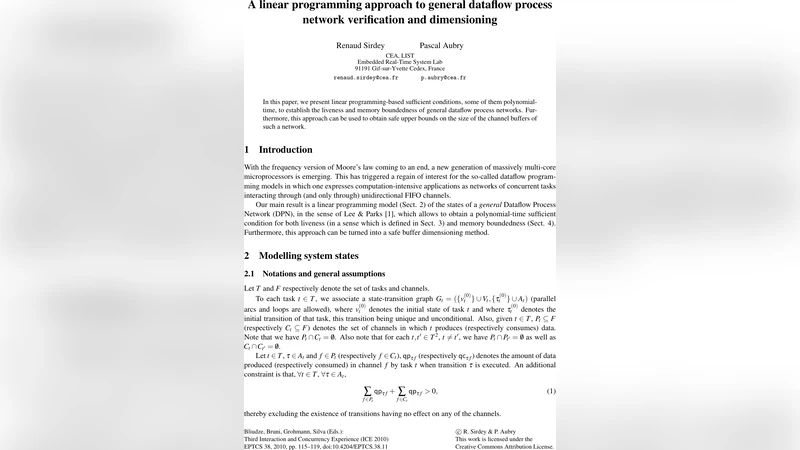A linear programming approach to general dataflow process network   verification and dimensioning