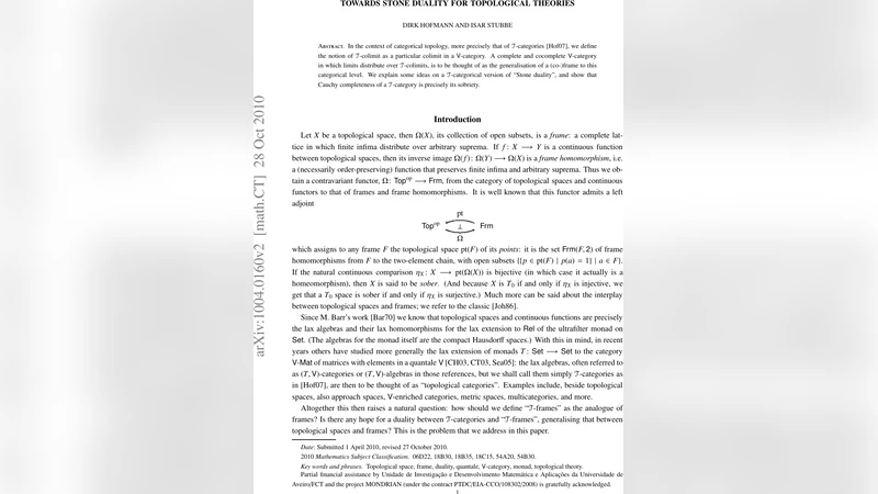 Stone duality for topological theories