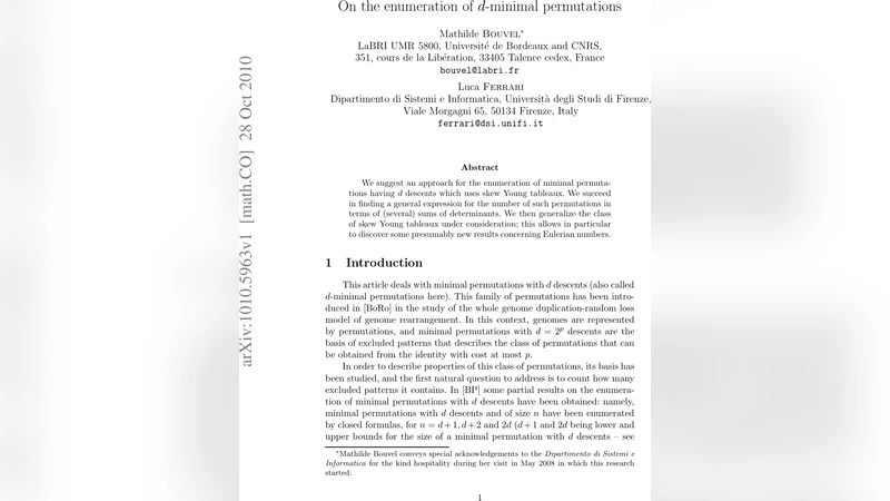 On the enumeration of d-minimal permutations