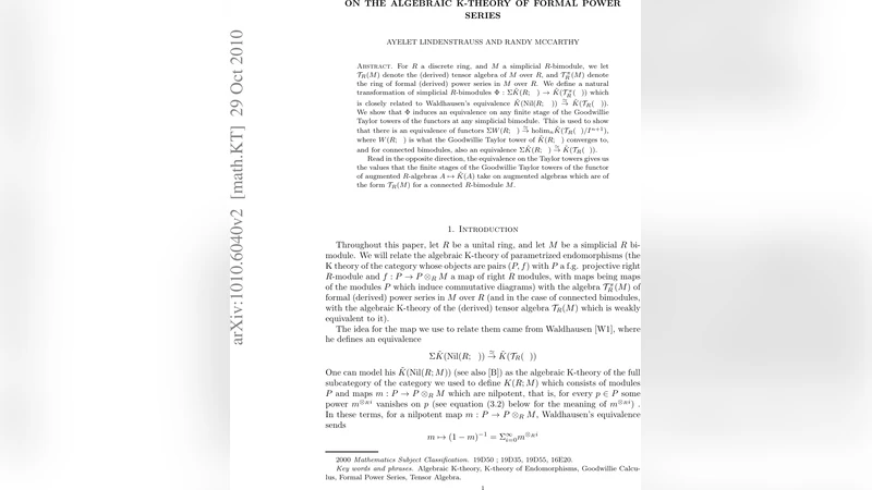 On the algebraic K-theory of formal power series