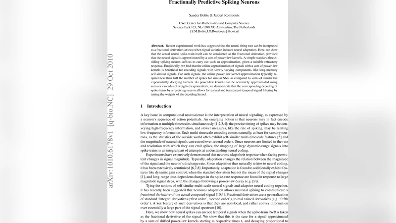 Fractionally Predictive Spiking Neurons