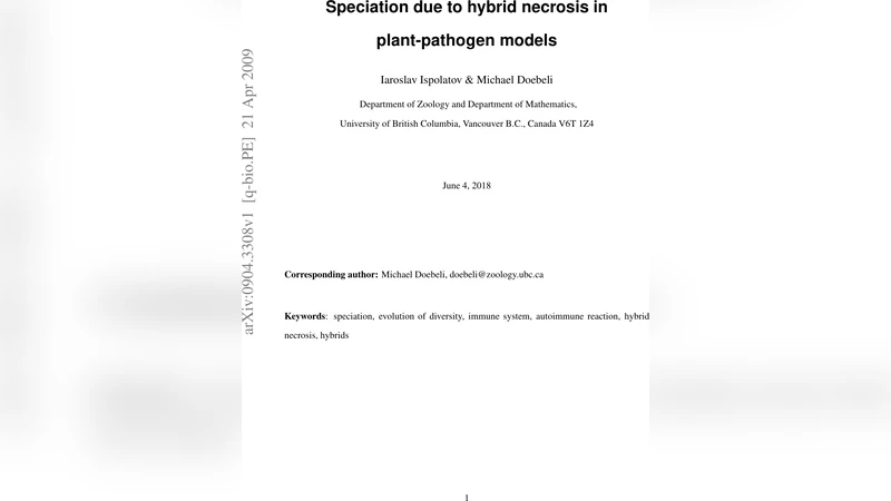 Speciation due to hybrid necrosis in plant-pathogen models