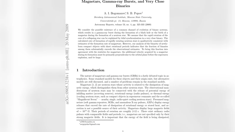Magnetars, Gamma-ray Bursts, and Very Close Binaries