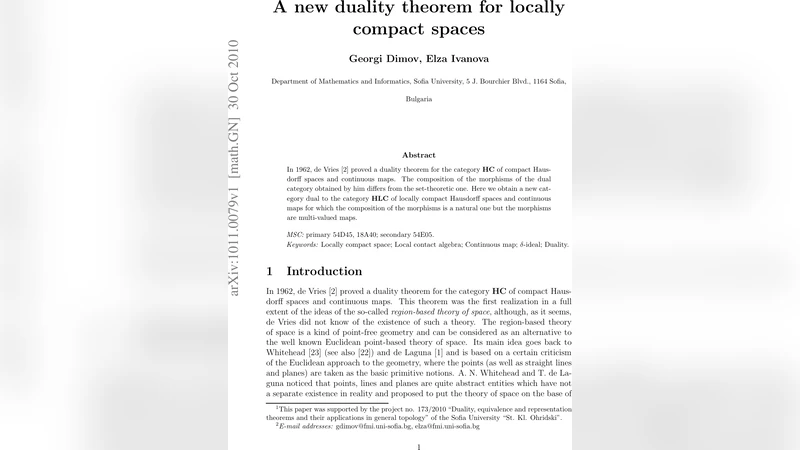 A new duality theorem for locally compact spaces
