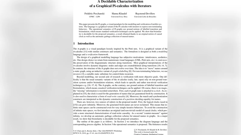 A Decidable Characterization of a Graphical Pi-calculus with Iterators