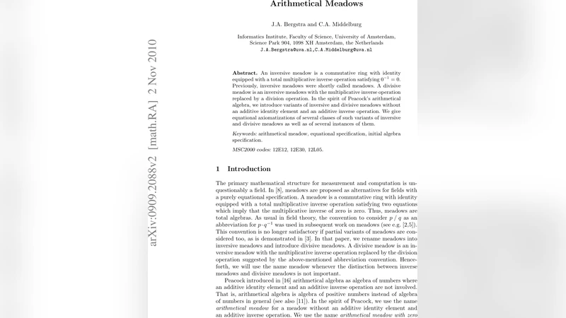 Arithmetical meadows