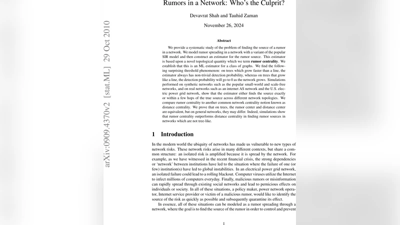 Rumors in a Network: Whos the Culprit?