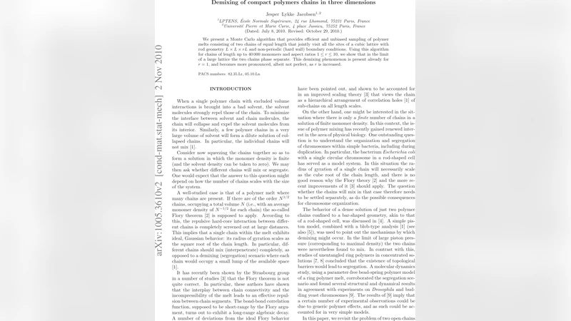 Demixing of compact polymers chains in three dimensions