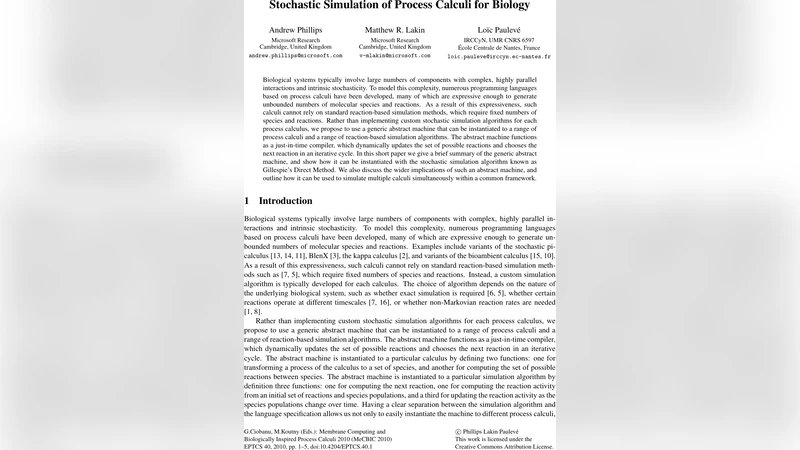 Stochastic Simulation of Process Calculi for Biology
