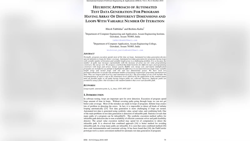 Heuristic Approach of Automated Test Data Generation for Program having   Array of Different Dimensions and Loops with Variable Number of Iteration