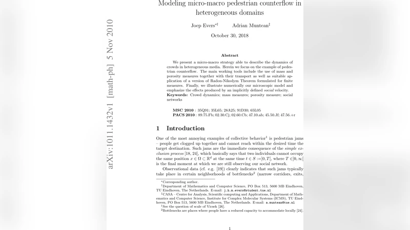 Modeling micro-macro pedestrian counterflow in heterogeneous domains