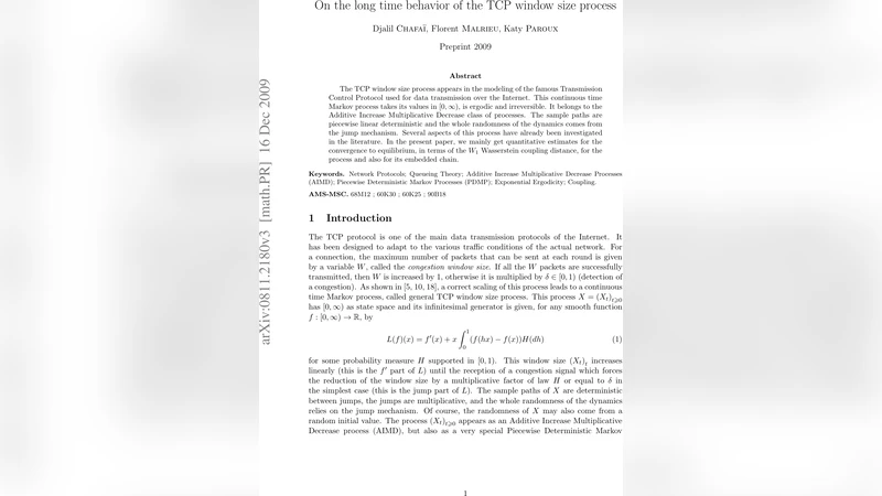 On the long time behavior of the TCP window size process