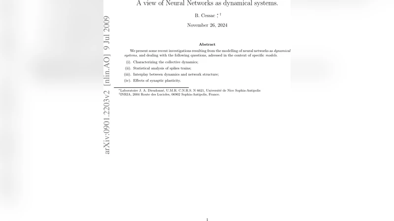 A view of Neural Networks as dynamical systems
