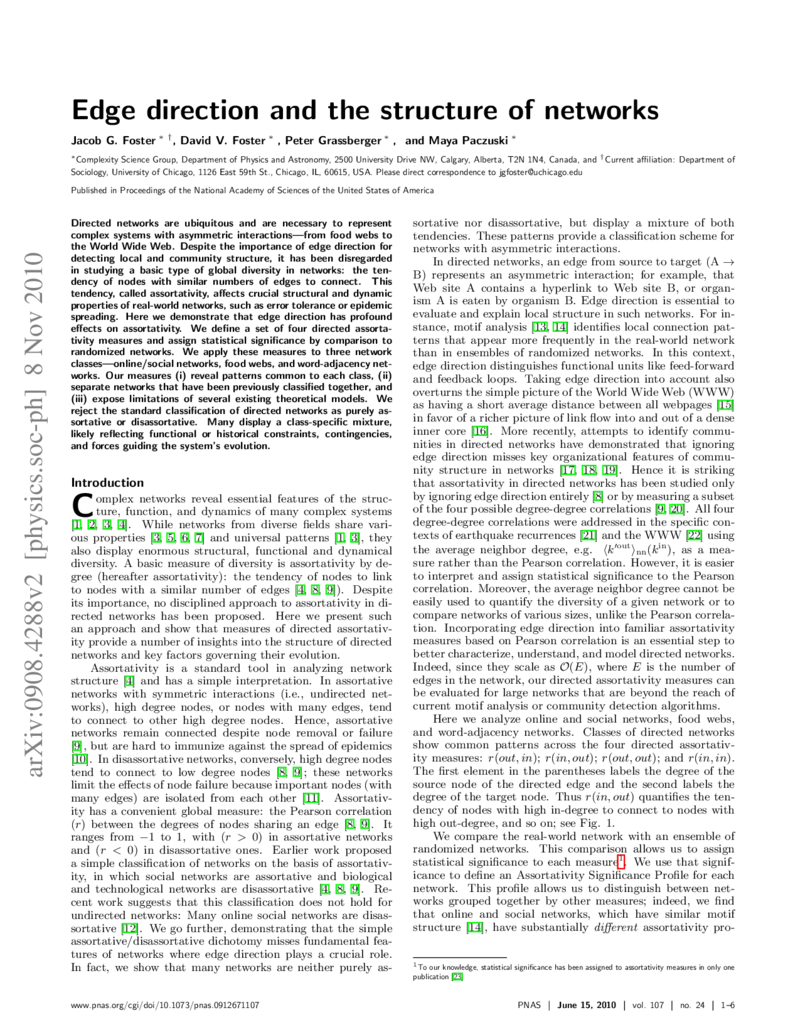 Edge direction and the structure of networks