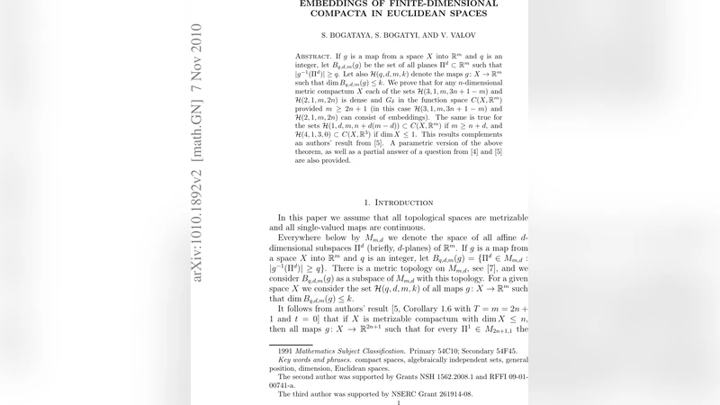 Embeddings of finite-dimensional compacta in Euclidean spaces