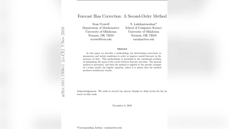 Forecast Bias Correction: A Second Order Method