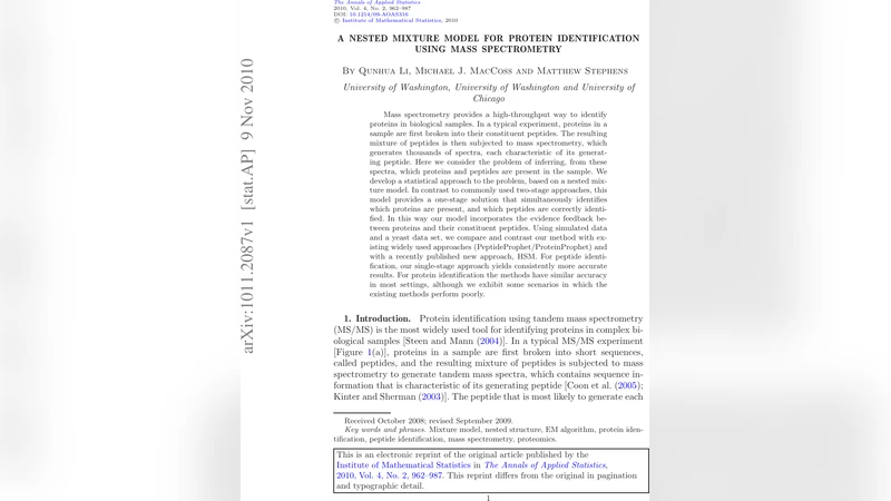A nested mixture model for protein identification using mass   spectrometry