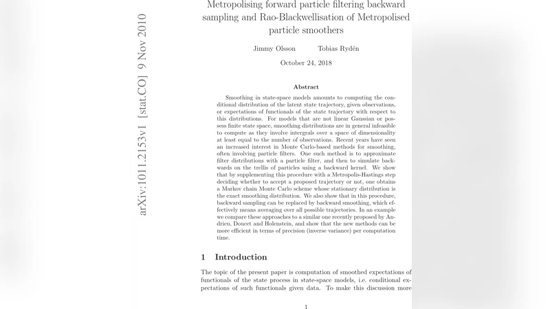 Metropolising forward particle filtering backward sampling and   Rao-Blackwellisation of Metropolised particle smoothers